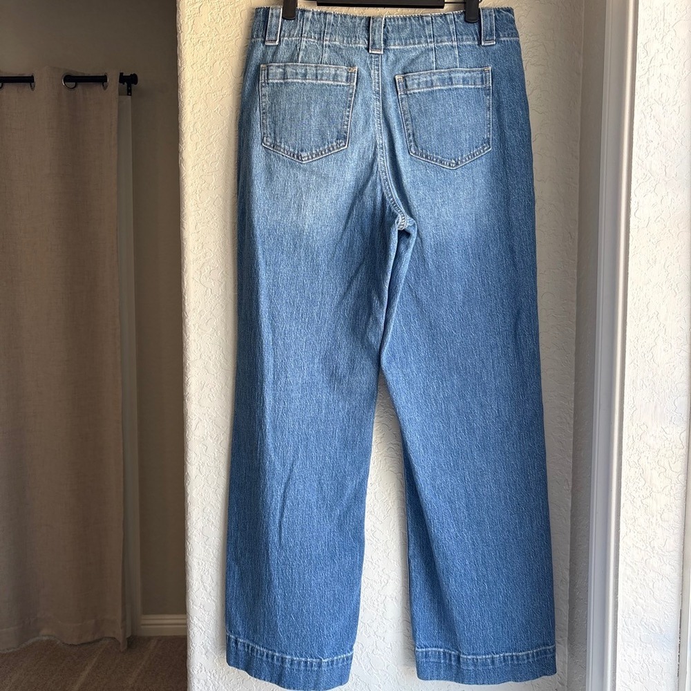 Talbots Women 6 Classic Jean Trouser Blue Wash High Rise Wide Leg Cotton - Picture 4 of 9